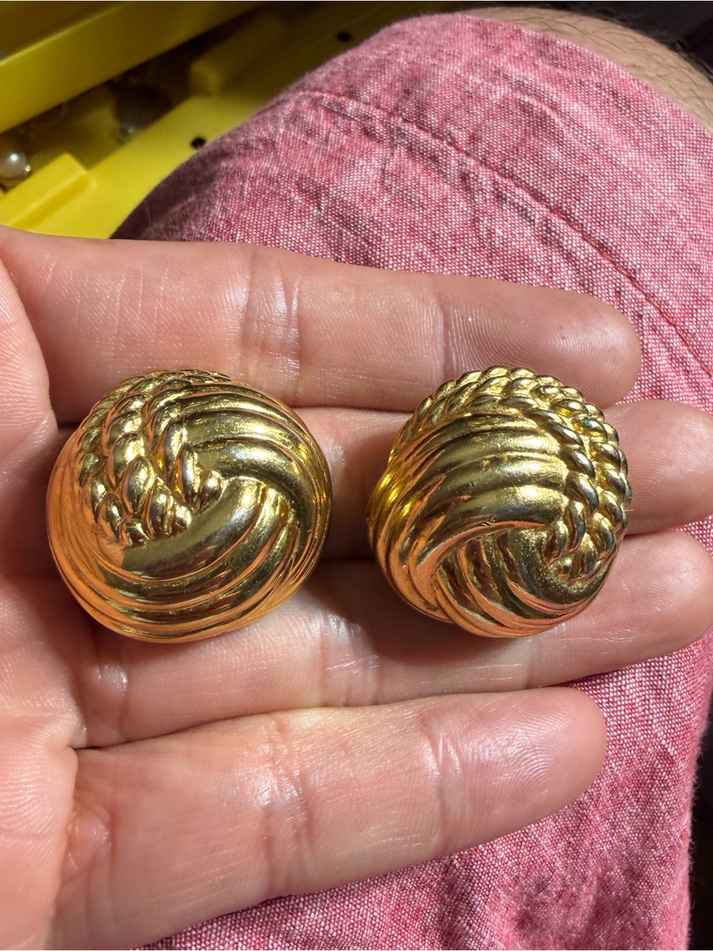 Vintage Jacobson's Gold tone Sculptural Clip On Earrings